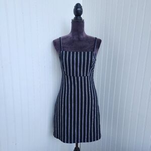 Hollister Sheath Sundress Black White Stripe Cotton Blend Stretch Mini Sz S